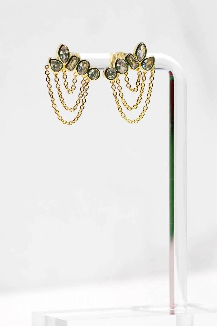 NEW NATIVE GEM women's athena chain earrings in gold